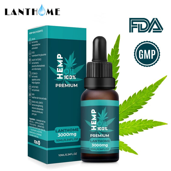 10ml 100% Organic Hemp CBD Oil 3000mg Bio-active Hemp Seeds Oil Extract Drop for Pain Relief Reduce Anxiety Better Sleep Essence