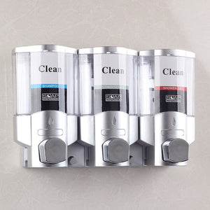 Triple Liquid Soap Dispenser Manual Wall-mounted Bathroom Hand Sanitizer Shampoo Dispensador Hotel Washroom Soap Pump 300ml*3