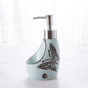 Dual-use Ceramic Liquid Soap Dispenser Bathroom Lotion Bottle Detergent Hand Sanitizer Bottle with Sponge storage rack mx3201156