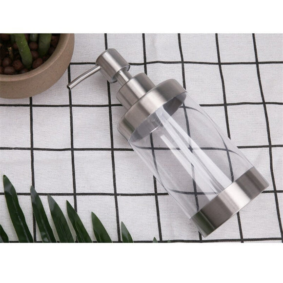 350ml Acrylic Plus 304 Stainless Steel Liquid Bottle Creative Manual Soap Dispenser Transparent Emulsion Hand Sanitizer Bottle