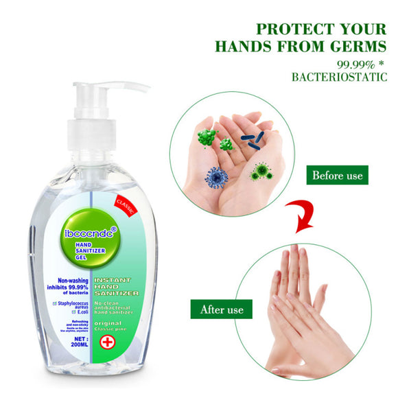 200 ml Antibacterial Moisturizing Hand Sanitizer Disposable No Clean Alcohol Hand Wash Gel Hand Sanitizer Gel Antiseptic Handgel