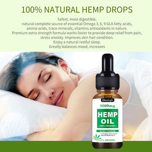 30ml Hemp Oil, 100% Natural Sleep Aid Anti Stress Hemp Extract Drops for Pain, Anxiety & Stress Relief, 5000mg Contains Cbd