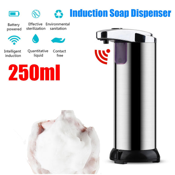 250Ml Automatic Liquid Soap Dispenser Sensor Touchless Stainless Steel Electroplated Sanitizer Dispensador for Bathroom Home